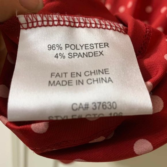 🌷3 for$20🌷TSC, US M, Red Polka Dot Shirred Waist V-Neck Cap Sleeved Top - Picture 8 of 9